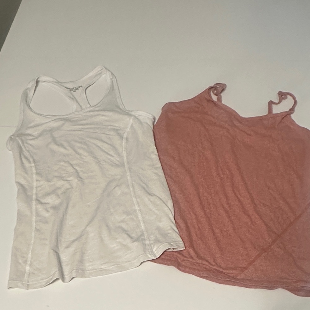 White and Coral Women's Tank Top Set